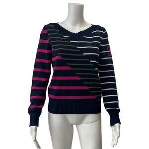 $2350 CHANEL 2020 Cruise Blue Multi Striped Boat Neck Sweater size FR 38/6